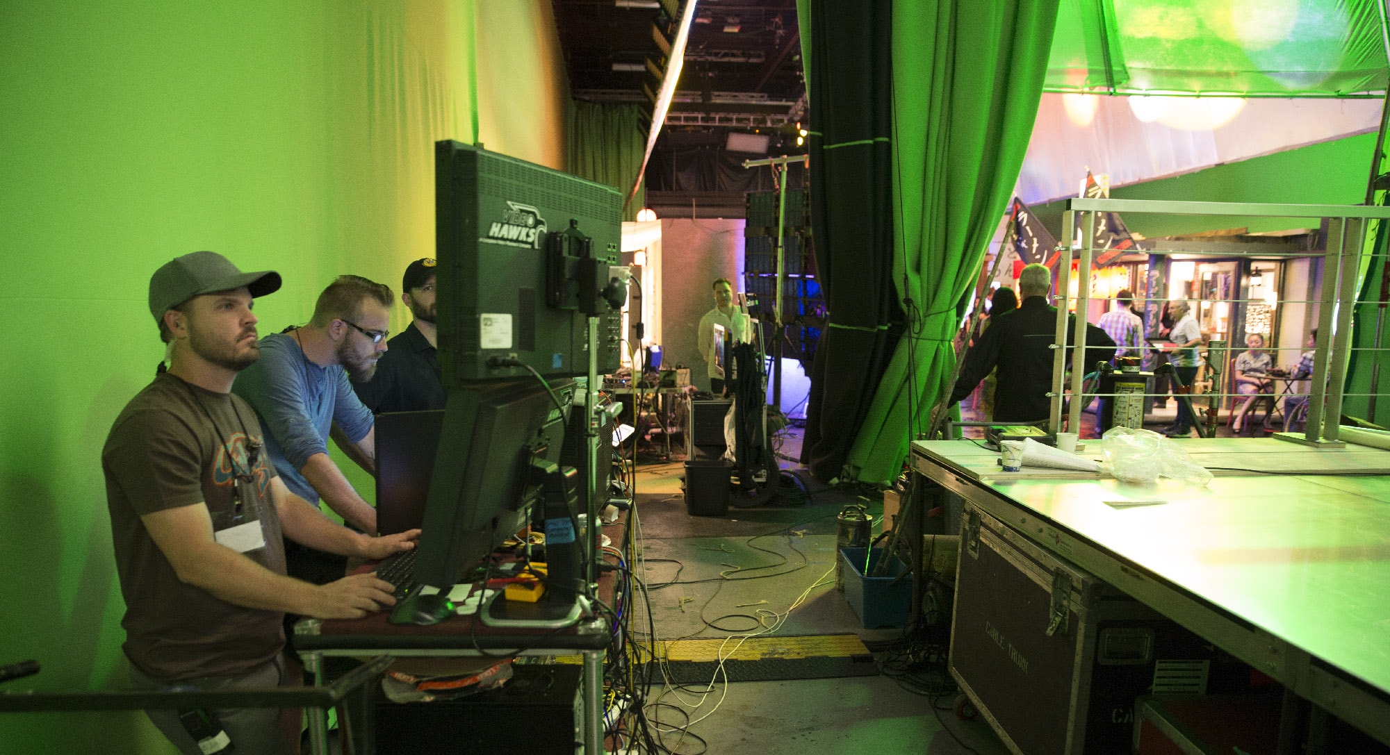 Stage production with lighting for visual effects work